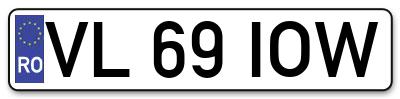 Placuta inmatriculare numar auto  VL-69-IOW, VL 69 IOW, VL69IOW