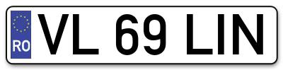 Placuta inmatriculare numar auto  VL-69-LIN, VL 69 LIN, VL69LIN