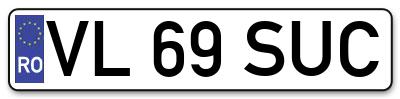Placuta inmatriculare numar auto  VL-69-SUC, VL 69 SUC, VL69SUC