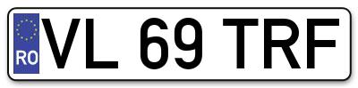 Placuta inmatriculare numar auto  VL-69-TRF, VL 69 TRF, VL69TRF