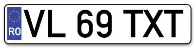 Placuta inmatriculare numar auto  VL-69-TXT, VL 69 TXT, VL69TXT