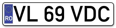 Placuta inmatriculare numar auto  VL-69-VDC, VL 69 VDC, VL69VDC