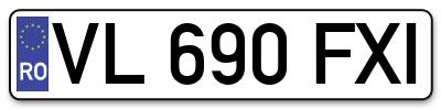 Placuta inmatriculare numar auto  VL-690-FXI, VL 690 FXI, VL690FXI