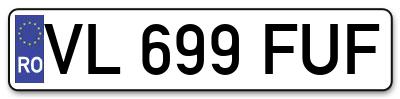 Placuta inmatriculare numar auto  VL-699-FUF, VL 699 FUF, VL699FUF