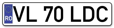 Placuta inmatriculare numar auto  VL-70-LDC, VL 70 LDC, VL70LDC