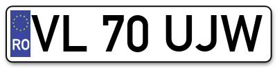 Placuta inmatriculare numar auto  VL-70-UJW, VL 70 UJW, VL70UJW