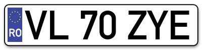 Placuta inmatriculare numar auto  VL-70-ZYE, VL 70 ZYE, VL70ZYE