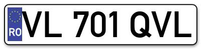 Placuta inmatriculare numar auto  VL-701-QVL, VL 701 QVL, VL701QVL