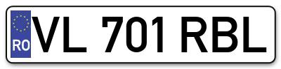 Placuta inmatriculare numar auto  VL-701-RBL, VL 701 RBL, VL701RBL