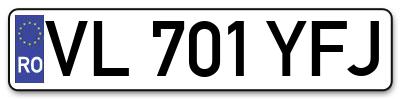 Placuta inmatriculare numar auto  VL-701-YFJ, VL 701 YFJ, VL701YFJ