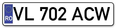 Placuta inmatriculare numar auto  VL-702-ACW, VL 702 ACW, VL702ACW