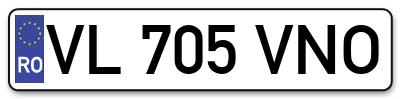 Placuta inmatriculare numar auto  VL-705-VNO, VL 705 VNO, VL705VNO