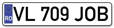 Placuta inmatriculare numar auto  VL-709-JOB, VL 709 JOB, VL709JOB