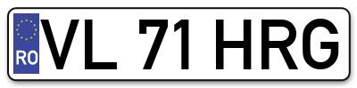 Placuta inmatriculare numar auto  VL-71-HRG, VL 71 HRG, VL71HRG