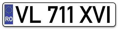 Placuta inmatriculare numar auto  VL-711-XVI, VL 711 XVI, VL711XVI