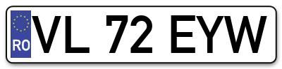 Placuta inmatriculare numar auto  VL-72-EYW, VL 72 EYW, VL72EYW