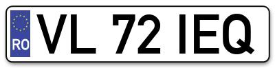 Placuta inmatriculare numar auto  VL-72-IEQ, VL 72 IEQ, VL72IEQ