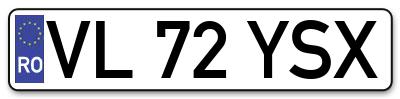 Placuta inmatriculare numar auto  VL-72-YSX, VL 72 YSX, VL72YSX