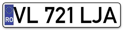Placuta inmatriculare numar auto  VL-721-LJA, VL 721 LJA, VL721LJA