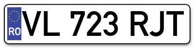 Placuta inmatriculare numar auto  VL-723-RJT, VL 723 RJT, VL723RJT