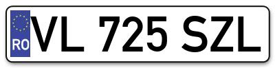 Placuta inmatriculare numar auto  VL-725-SZL, VL 725 SZL, VL725SZL