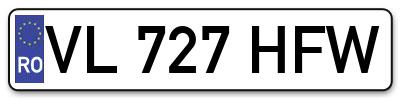 Placuta inmatriculare numar auto  VL-727-HFW, VL 727 HFW, VL727HFW
