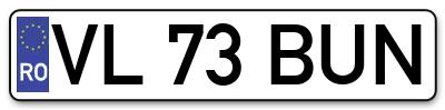 Placuta inmatriculare numar auto  VL-73-BUN, VL 73 BUN, VL73BUN