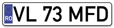 Placuta inmatriculare numar auto  VL-73-MFD, VL 73 MFD, VL73MFD
