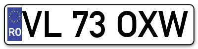 Placuta inmatriculare numar auto  VL-73-OXW, VL 73 OXW, VL73OXW