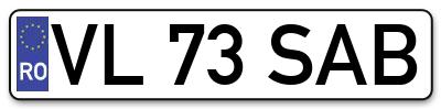Placuta inmatriculare numar auto  VL-73-SAB, VL 73 SAB, VL73SAB