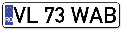 Placuta inmatriculare numar auto  VL-73-WAB, VL 73 WAB, VL73WAB