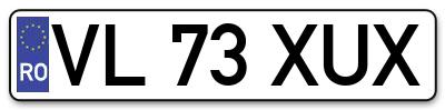 Placuta inmatriculare numar auto  VL-73-XUX, VL 73 XUX, VL73XUX