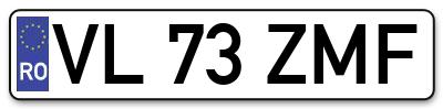Placuta inmatriculare numar auto  VL-73-ZMF, VL 73 ZMF, VL73ZMF