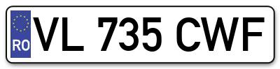 Placuta inmatriculare numar auto  VL-735-CWF, VL 735 CWF, VL735CWF