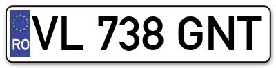 Placuta inmatriculare numar auto  VL-738-GNT, VL 738 GNT, VL738GNT
