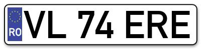 Placuta inmatriculare numar auto  VL-74-ERE, VL 74 ERE, VL74ERE