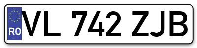 Placuta inmatriculare numar auto  VL-742-ZJB, VL 742 ZJB, VL742ZJB