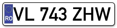 Placuta inmatriculare numar auto  VL-743-ZHW, VL 743 ZHW, VL743ZHW