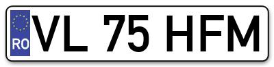 Placuta inmatriculare numar auto  VL-75-HFM, VL 75 HFM, VL75HFM