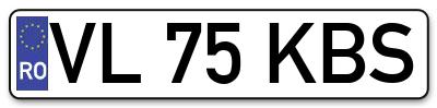 Placuta inmatriculare numar auto  VL-75-KBS, VL 75 KBS, VL75KBS
