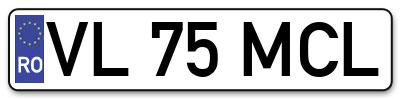 Placuta inmatriculare numar auto  VL-75-MCL, VL 75 MCL, VL75MCL