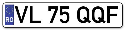 Placuta inmatriculare numar auto  VL-75-QQF, VL 75 QQF, VL75QQF