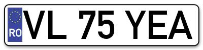 Placuta inmatriculare numar auto  VL-75-YEA, VL 75 YEA, VL75YEA