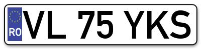Placuta inmatriculare numar auto  VL-75-YKS, VL 75 YKS, VL75YKS