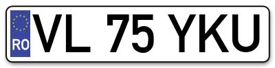 Placuta inmatriculare numar auto  VL-75-YKU, VL 75 YKU, VL75YKU