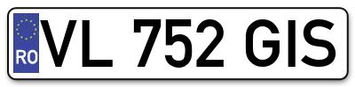 Placuta inmatriculare numar auto  VL-752-GIS, VL 752 GIS, VL752GIS