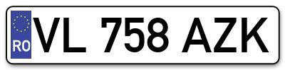 Placuta inmatriculare numar auto  VL-758-AZK, VL 758 AZK, VL758AZK