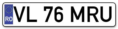 Placuta inmatriculare numar auto  VL-76-MRU, VL 76 MRU, VL76MRU
