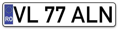 Placuta inmatriculare numar auto  VL-77-ALN, VL 77 ALN, VL77ALN