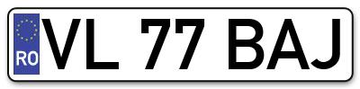 Placuta inmatriculare numar auto  VL-77-BAJ, VL 77 BAJ, VL77BAJ